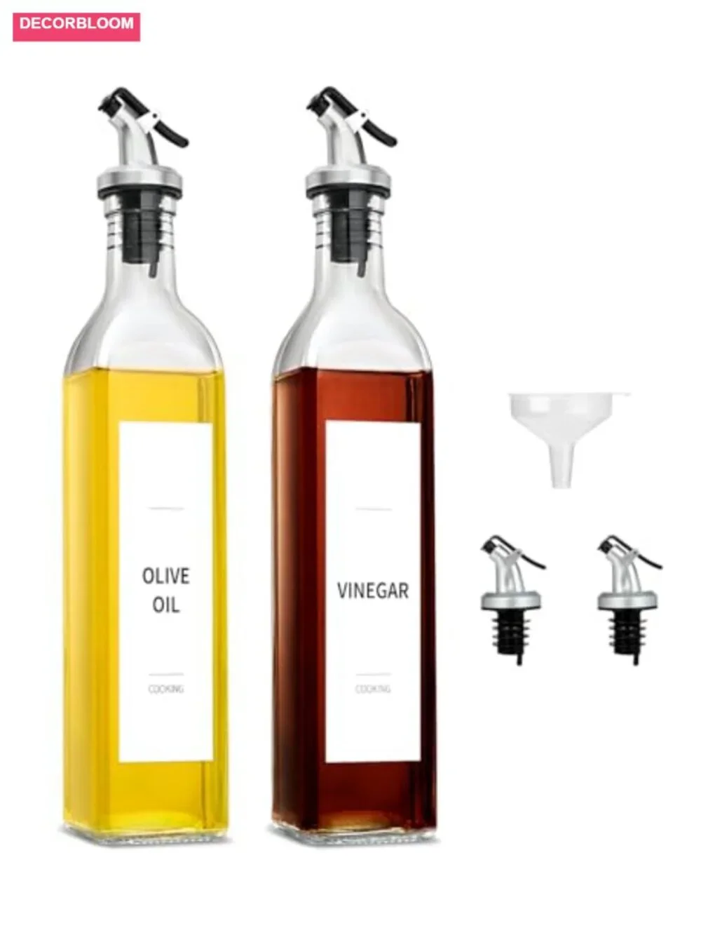 17oz Glass Oil & Vinegar Dispenser Set of 2 with Funnel & Spout
